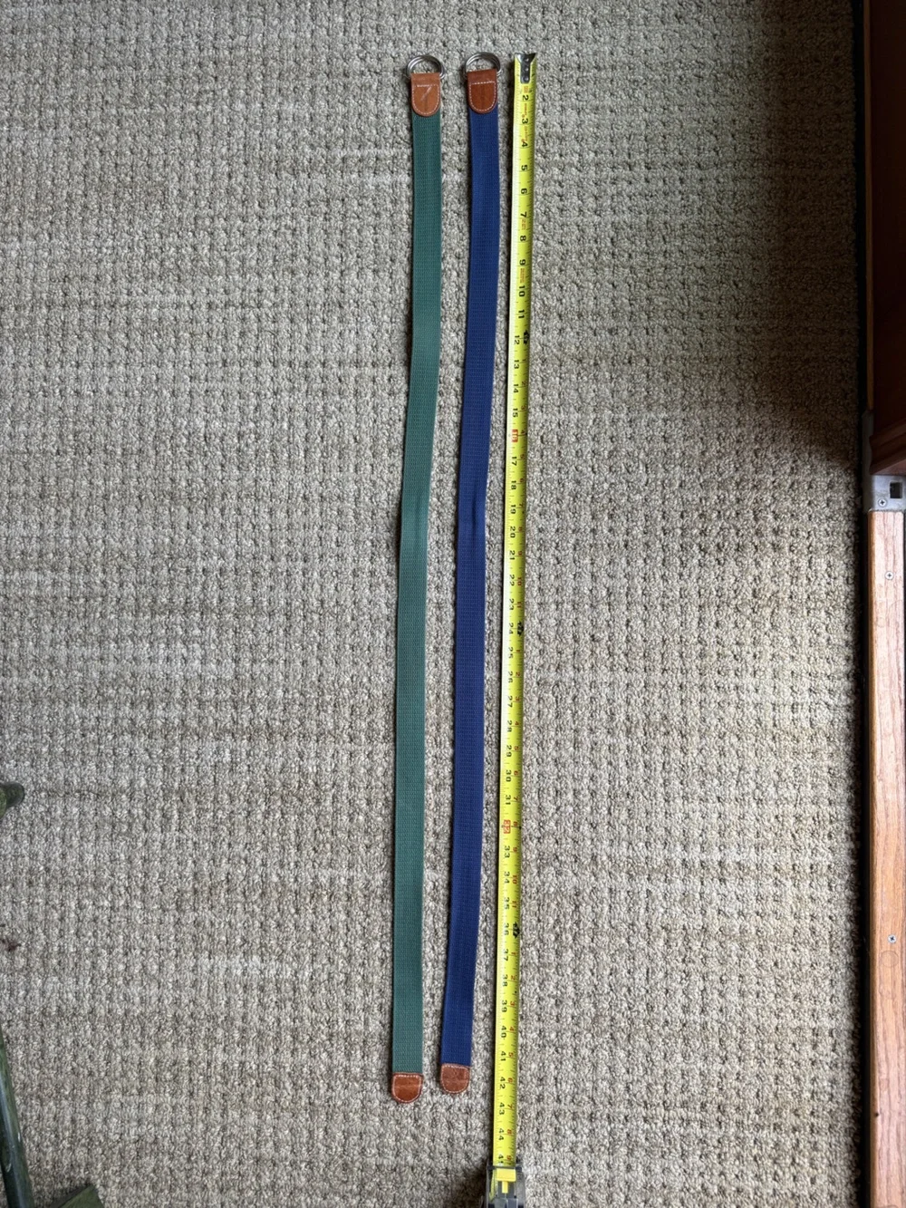 Set of 2 Patagonia Cotton Canvas D-Ring Belt Navy & Green Leather Trim GORPCORE